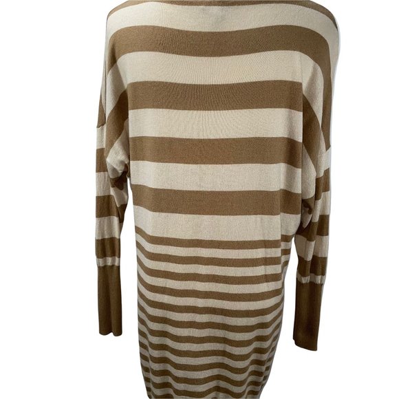 Joie Tan Striped Wool Cashmere Blend Long V-Neck Sweater Tunic Lightweight - Picture 7 of 11